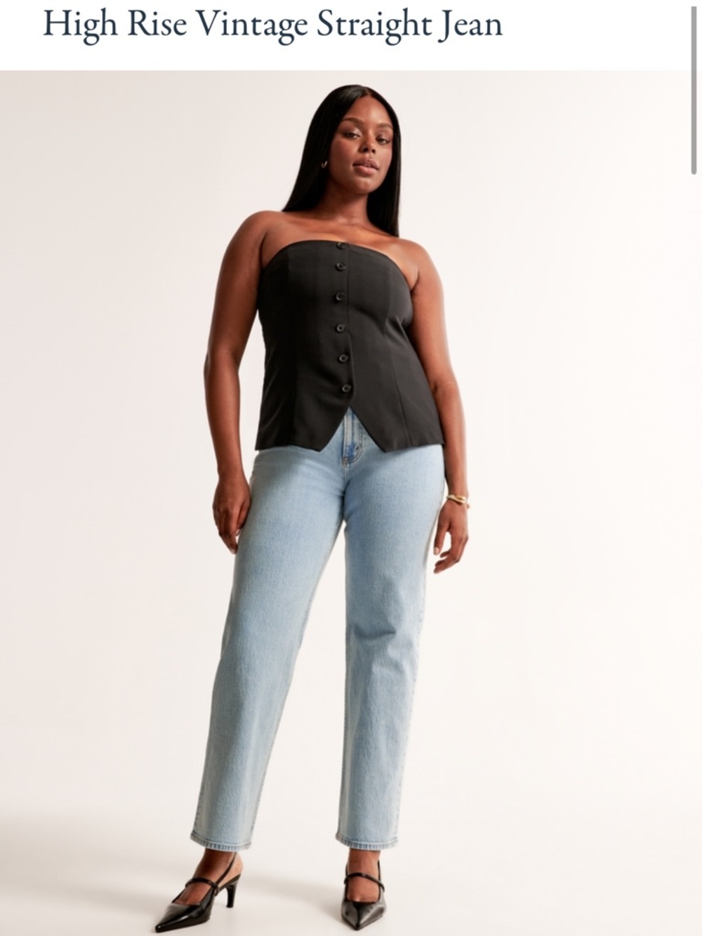 Abercrombie High Rise Vintage Straight Jean 33 LONG *worn once*